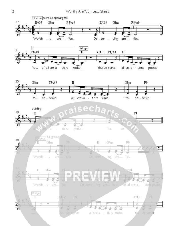 Worthy Are You Lead Sheet ()