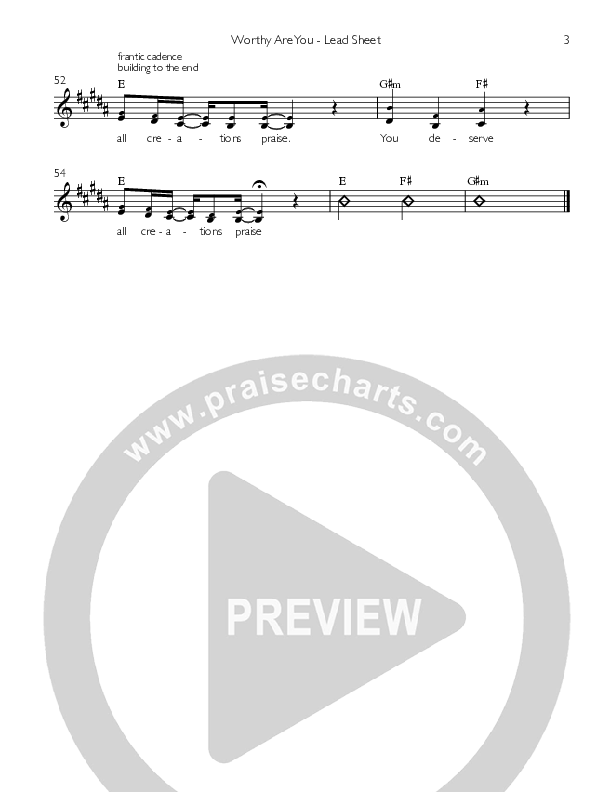 Worthy Are You Lead Sheet ()