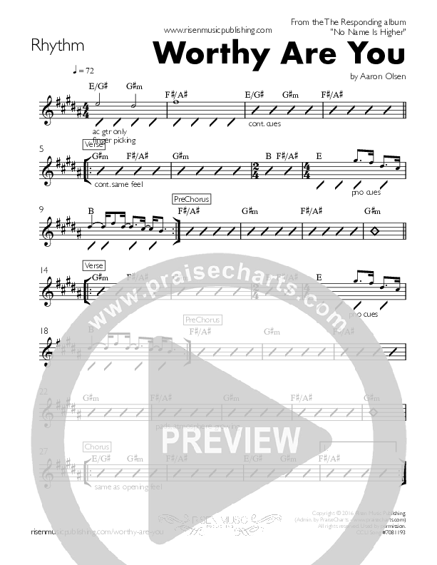 Worthy Are You Rhythm Chart ()
