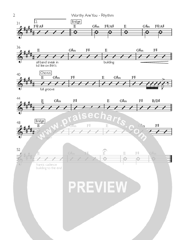 Worthy Are You Rhythm Chart ()