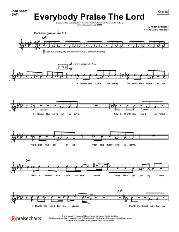 Everybody Praise The Lord Lead (SAT) (Lincoln Brewster)