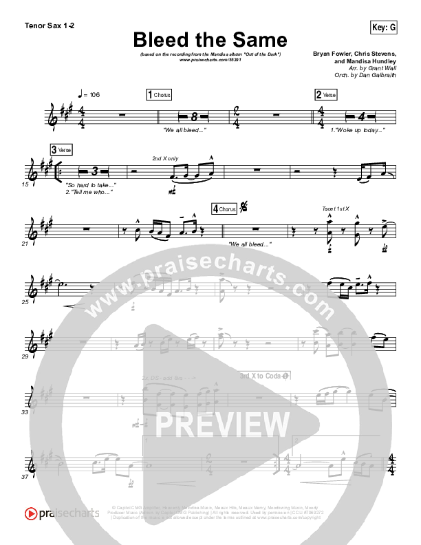 Bleed The Same Tenor Sax 1/2 (Mandisa)