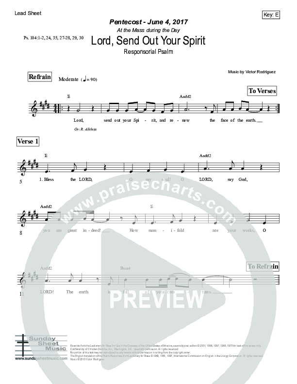 Lord Send Out Your Spirit (Psalm 104) Lead Sheet (Victor Rodriguez)