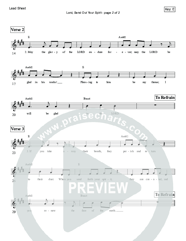 Lord Send Out Your Spirit (Psalm 104) Lead Sheet (Victor Rodriguez)