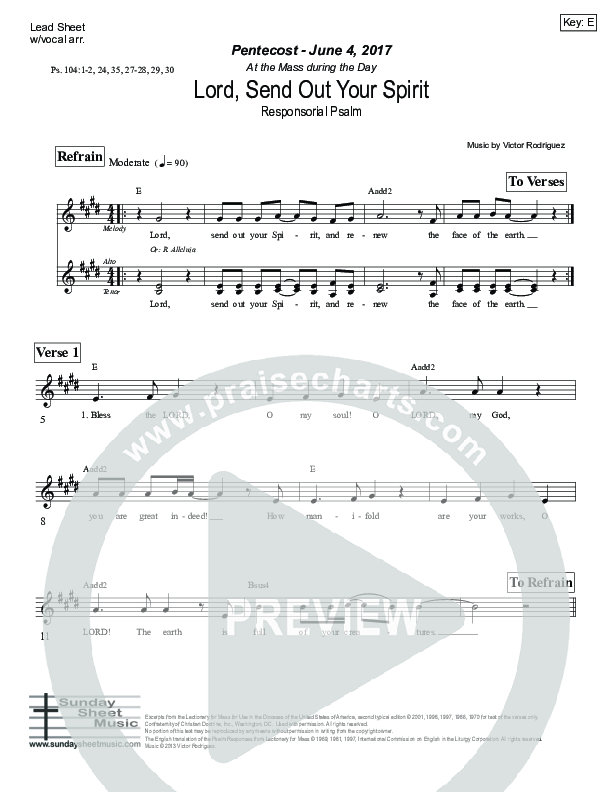 Lord Send Out Your Spirit (Psalm 104) Lead Sheet (Victor Rodriguez)