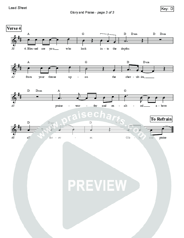 Glory And Praise (Daniel 3) Lead Sheet (Victor Rodriguez)