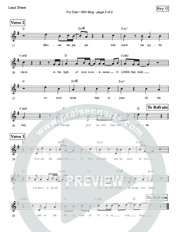For Ever I Will Sing (Psalm 89) Lead Sheet (Victor Rodriguez)
