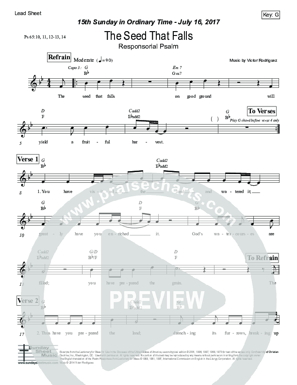 The Seed That Falls (Psalm 65) Lead Sheet (Victor Rodriguez)