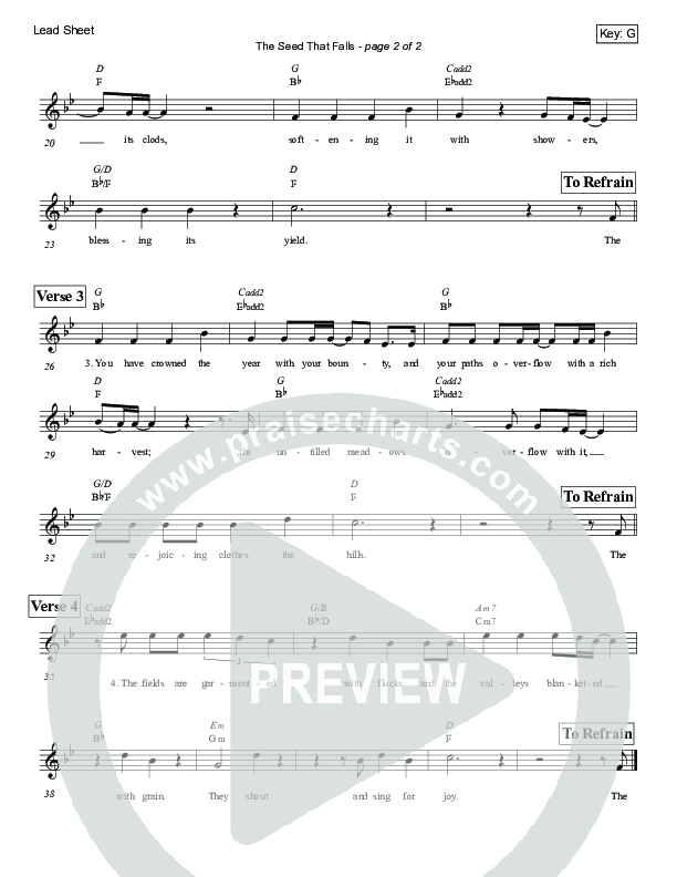 The Seed That Falls (Psalm 65) Lead Sheet (Victor Rodriguez)