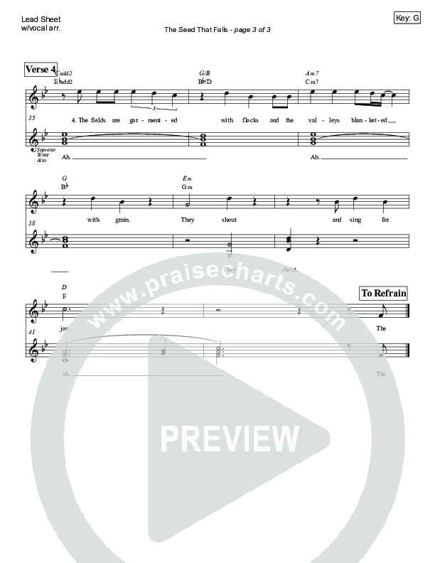 The Seed That Falls (Psalm 65) Lead Sheet (SAT) (Victor Rodriguez)