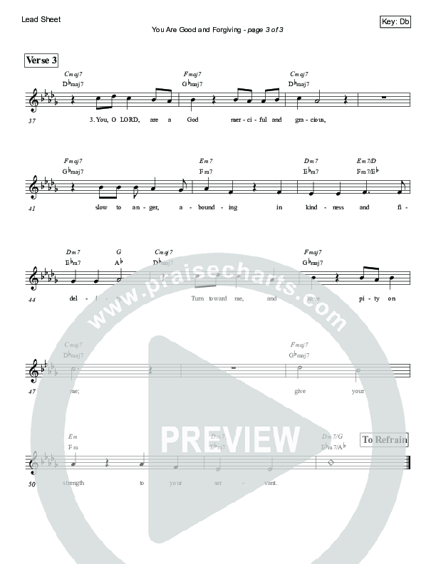 You Are Good And Forgiving (Psalm 86) Lead Sheet (Victor Rodriguez)