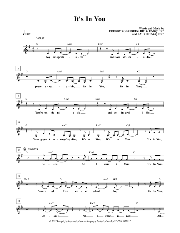 It's In You Lead Sheet (Freddy Rodriguez)