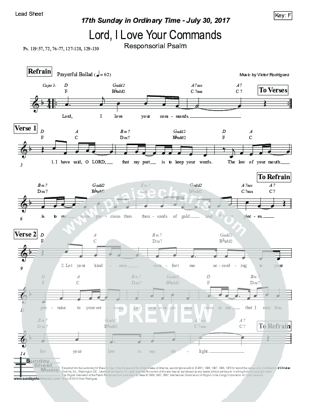 Lord I Love Your Commands (Psalm 119) Lead Sheet (Victor Rodriguez)