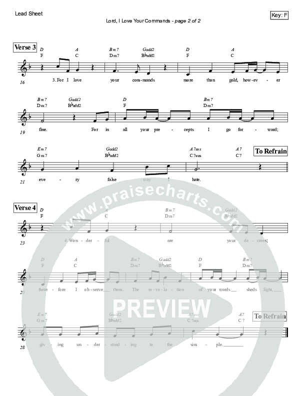 Lord I Love Your Commands (Psalm 119) Lead Sheet (Victor Rodriguez)