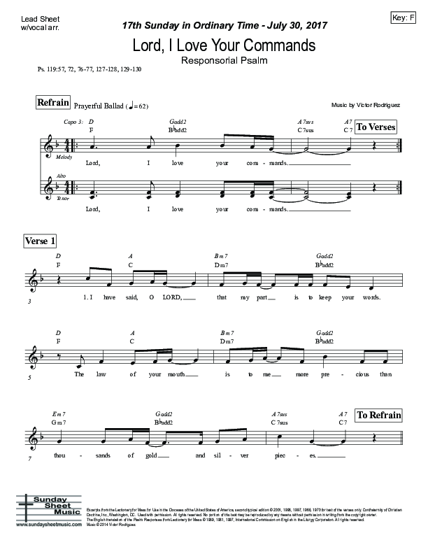 Lord I Love Your Commands (Psalm 119) Lead Sheet (Victor Rodriguez)