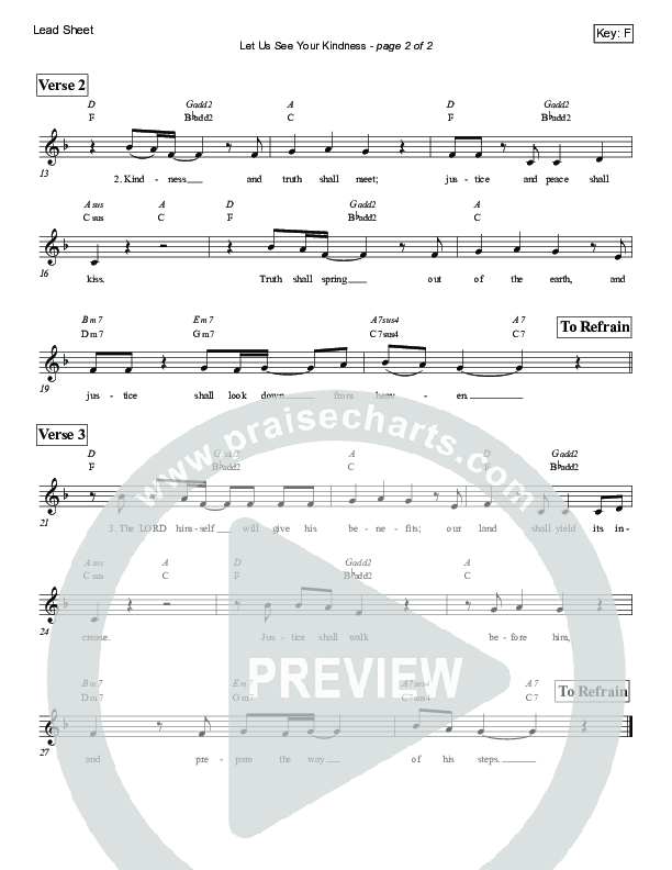 Let Us See Your Kindness (Psalm 85) Lead Sheet (Victor Rodriguez)