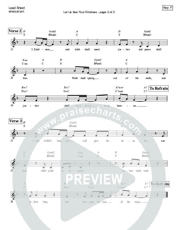 Let Us See Your Kindness (Psalm 85) Lead Sheet (Victor Rodriguez)