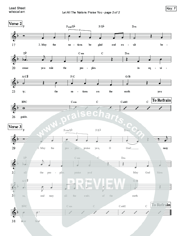 Let All The Nations Praise You (Psalm 67) Lead Sheet (Victor Rodriguez)
