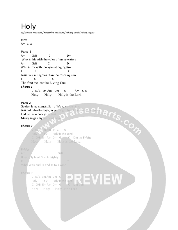 Holy Chords & Lyrics (Nate Marialke)