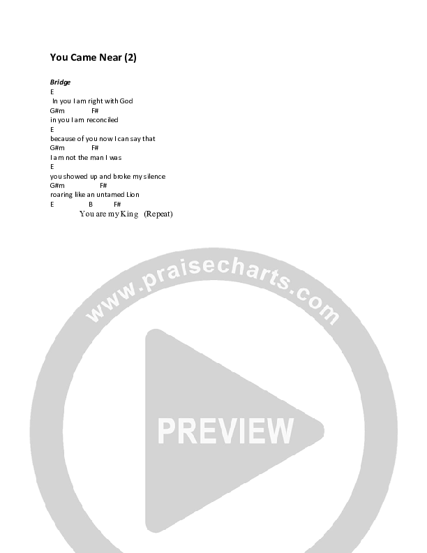 You Came Near Me Chords & Lyrics (Nate Marialke)