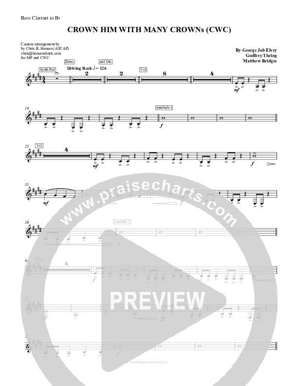 Crown Him With Many Crowns Bass Clarinet (Nate Marialke)