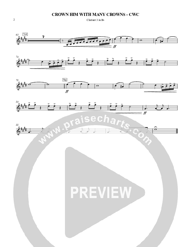 Crown Him With Many Crowns Clarinet 3 (Nate Marialke)