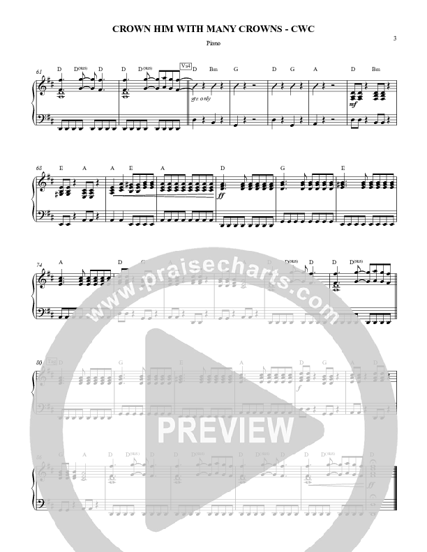 Crown Him With Many Crowns Piano Sheet (Nate Marialke)