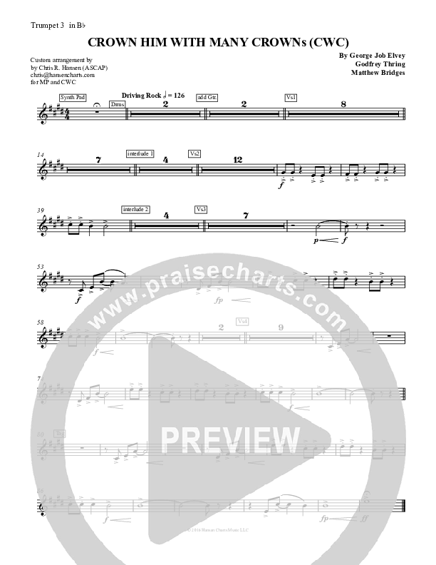 Crown Him With Many Crowns Trumpet 3 (Nate Marialke)