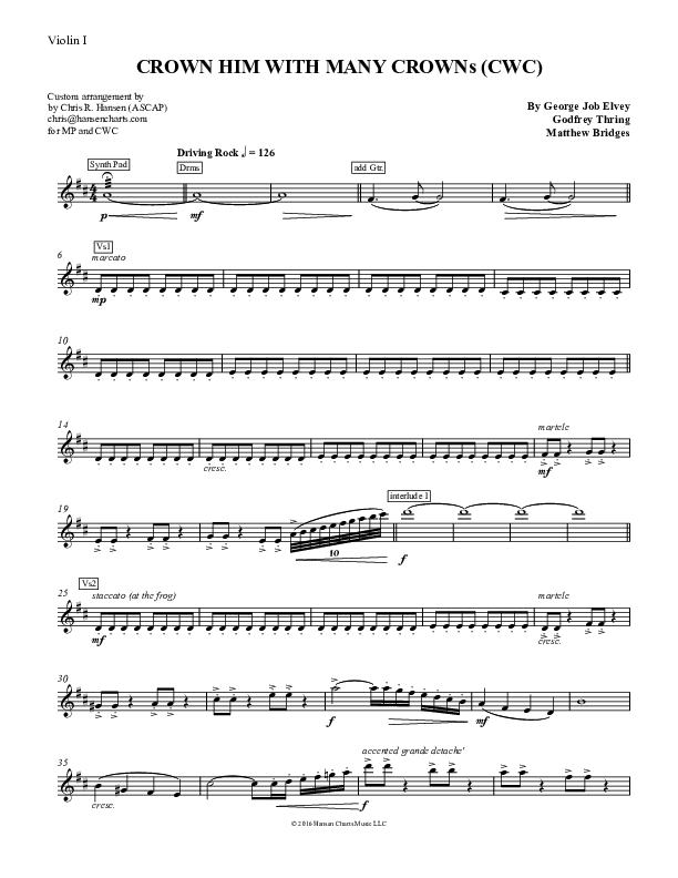 Crown Him With Many Crowns Violin 1 (Nate Marialke)