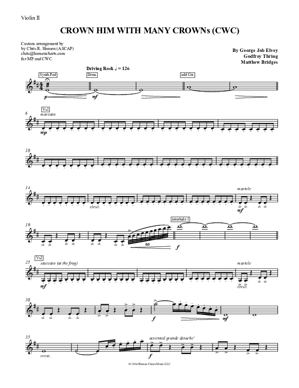 Crown Him With Many Crowns Violin 2 (Nate Marialke)
