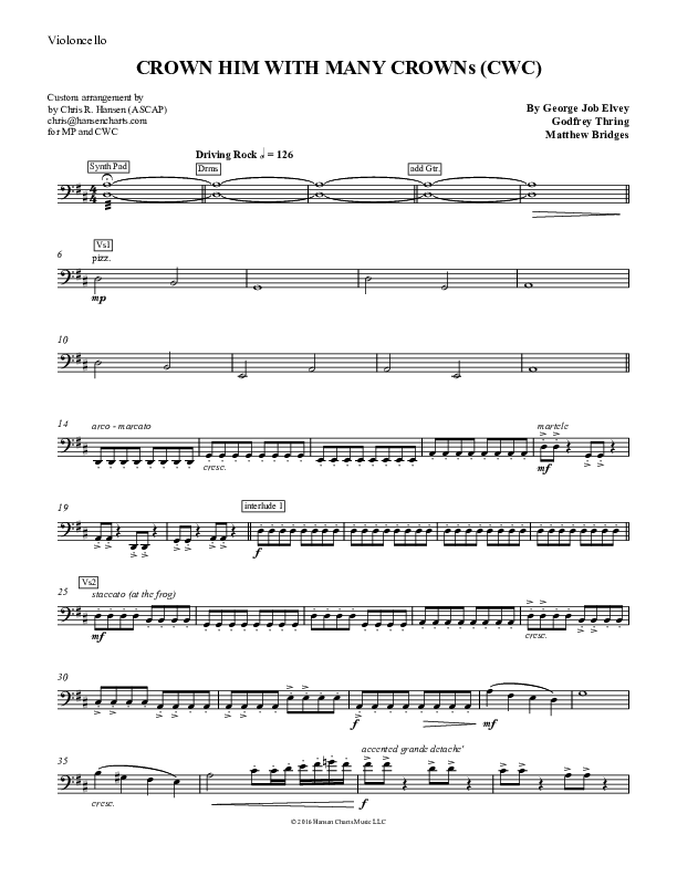 Crown Him With Many Crowns Violincello (Nate Marialke)