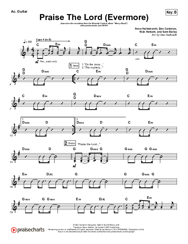 Praise The Lord (Evermore) Acoustic Guitar (Worship Central)