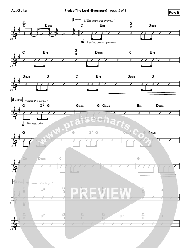 Praise The Lord (Evermore) Acoustic Guitar (Worship Central)