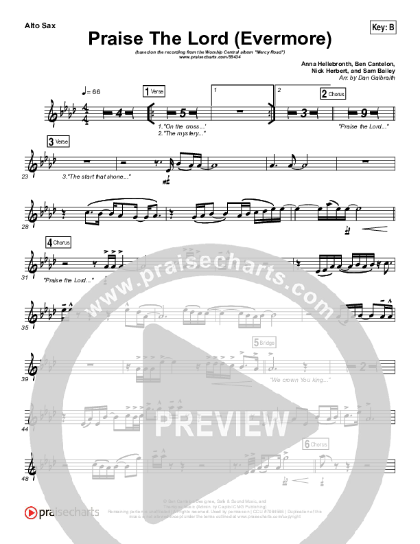 Praise The Lord (Evermore) Alto Sax (Worship Central)
