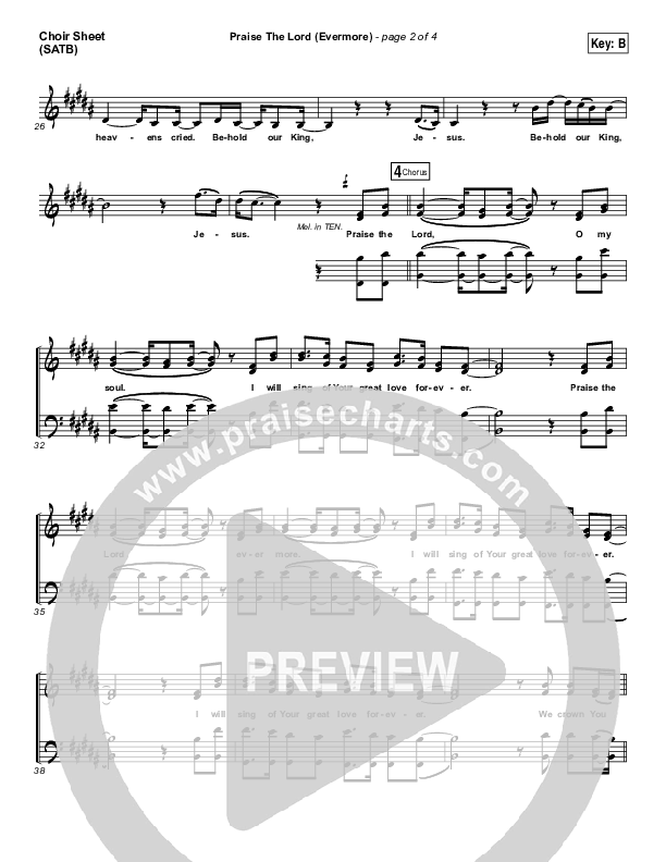 Praise The Lord (Evermore) Choir Sheet (SATB) (Worship Central)