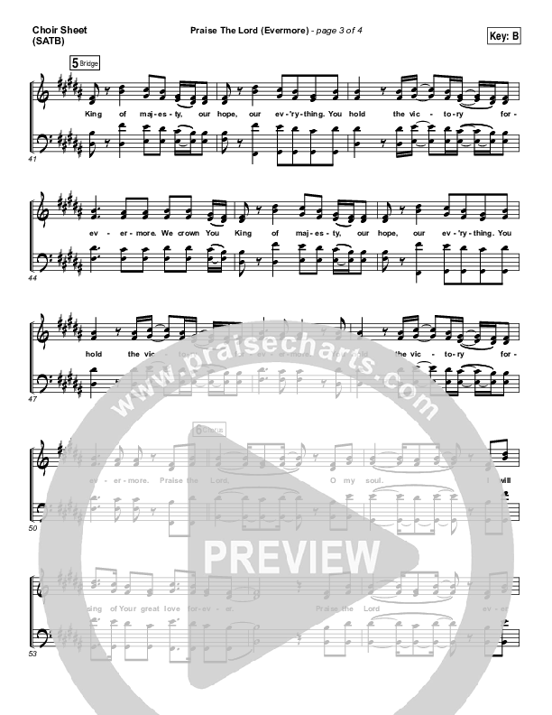 Praise The Lord (Evermore) Choir Sheet (SATB) (Worship Central)