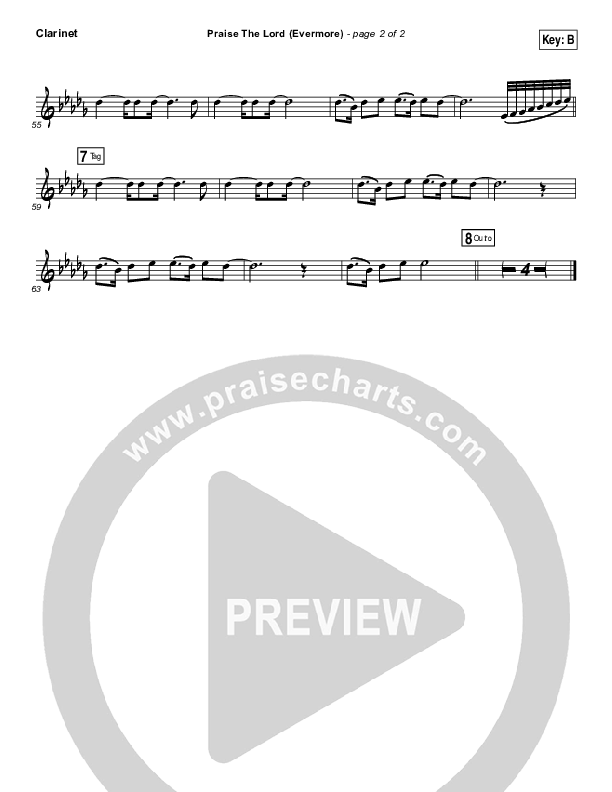 Praise The Lord (Evermore) Clarinet (Worship Central)