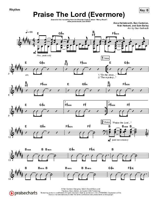 Praise The Lord (Evermore) Rhythm Chart (Worship Central)