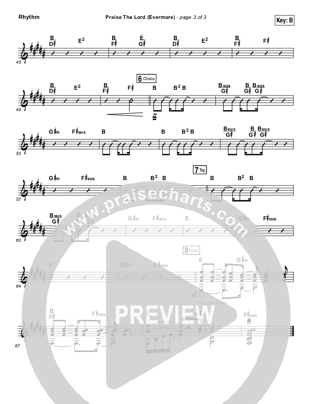 Praise The Lord (Evermore) Rhythm Chart (Worship Central)