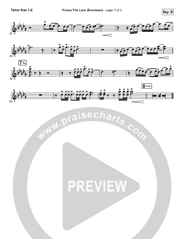 Praise The Lord (Evermore) Tenor Sax 1/2 (Worship Central)