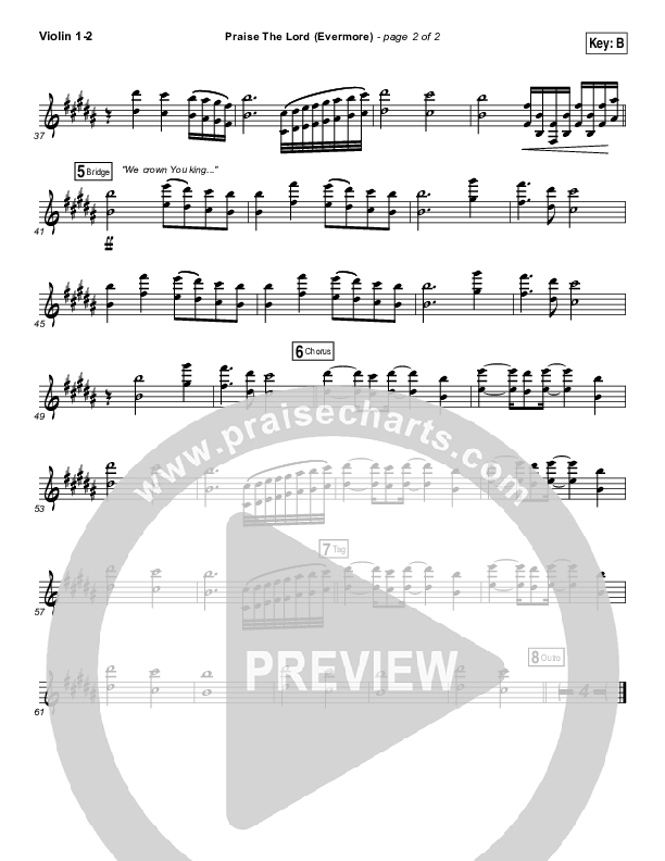 Praise The Lord (Evermore) Violin 1/2 (Worship Central)