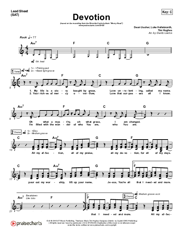 Devotion Lead Sheet (SAT) (Worship Central)