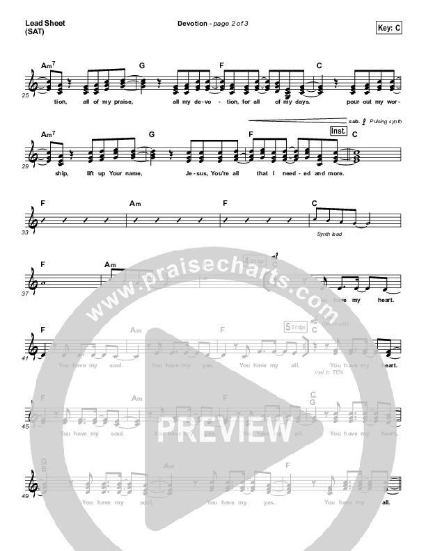 Devotion Lead Sheet (SAT) (Worship Central)