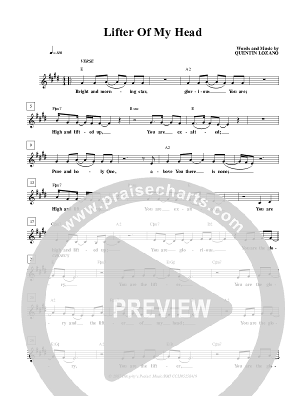 Lifter Of My Head Lead Sheet (Freddy Rodriguez)