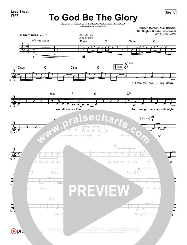 To God Be The Glory Sheet Music PDF (Worship Central) - PraiseCharts