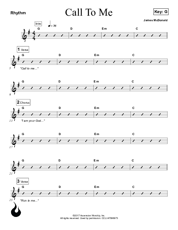Call To Me Rhythm Chart (Ascension Worship)