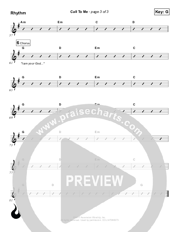 Call To Me Rhythm Chart (Ascension Worship)