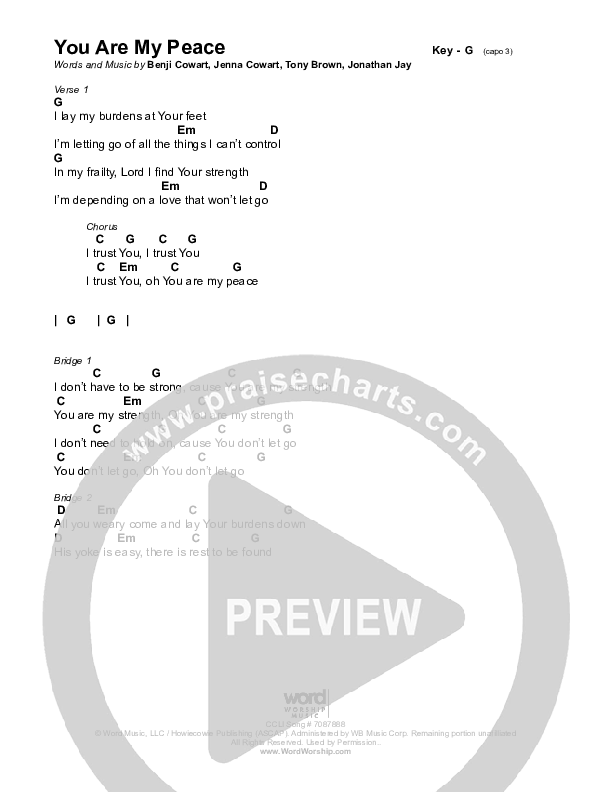 You Are My Peace Chords & Lyrics (Housefires)