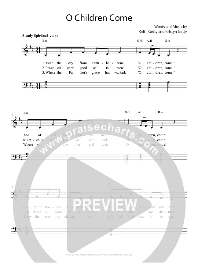 O Children Come Lead Sheet (Keith & Kristyn Getty)