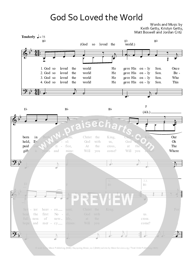 God So Loved The World Lead Sheet (Keith & Kristyn Getty)
